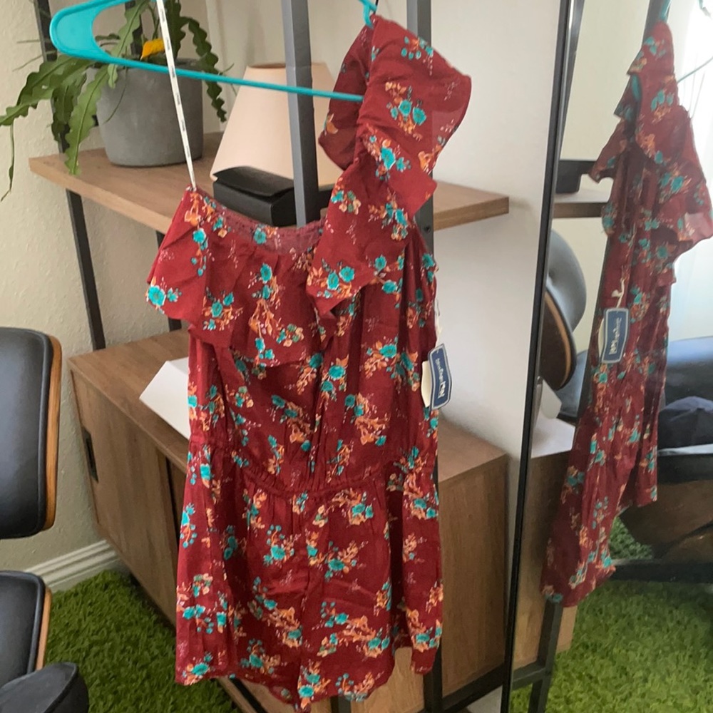 Asymmetrical floral romper